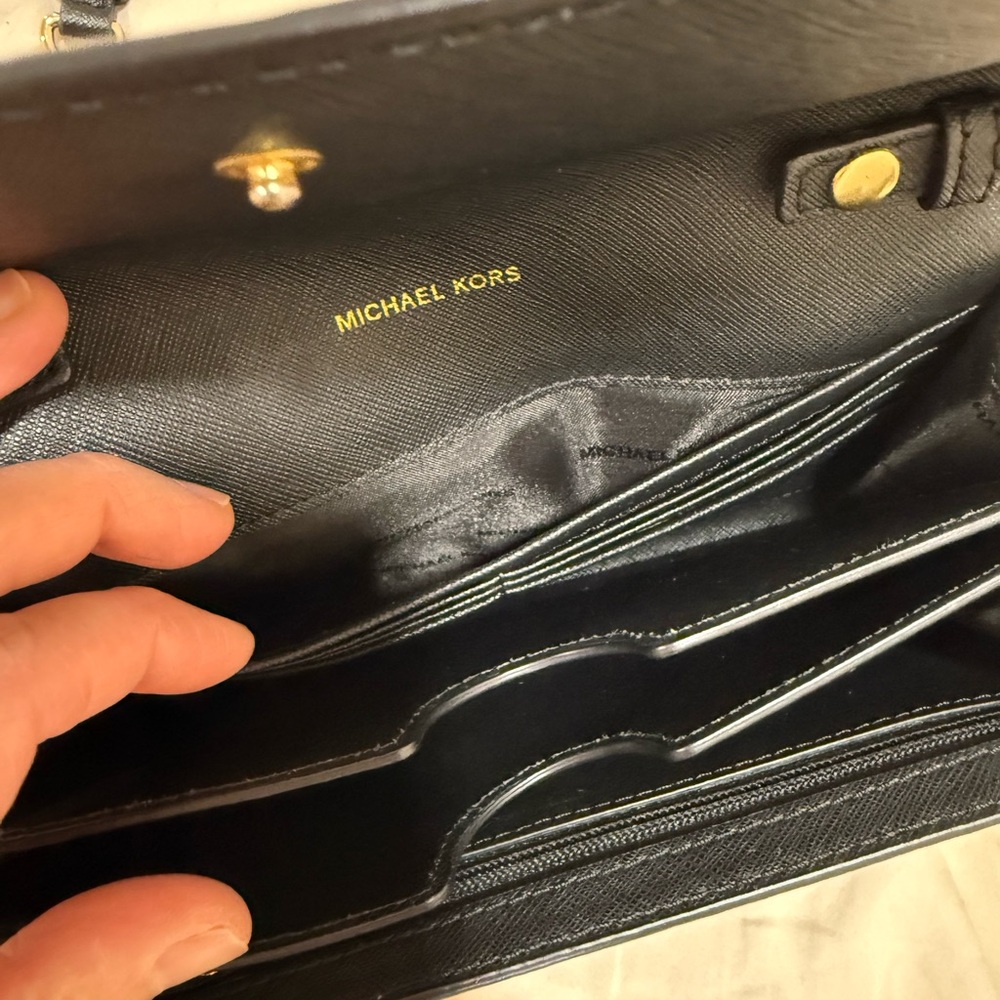 Michael Kors Black Crossbody with Gold Chain - Picture 9 of 13